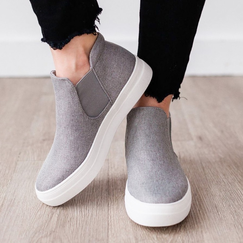 1 LEFT! 5⭐️ Grey Platform Slip On Sneaker Booties